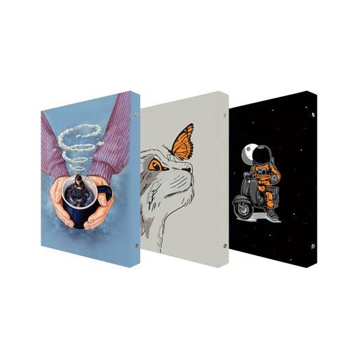 دفتر کلاسوری 100 برگ پدیده نقش مدل 26 بسته 3 عددی